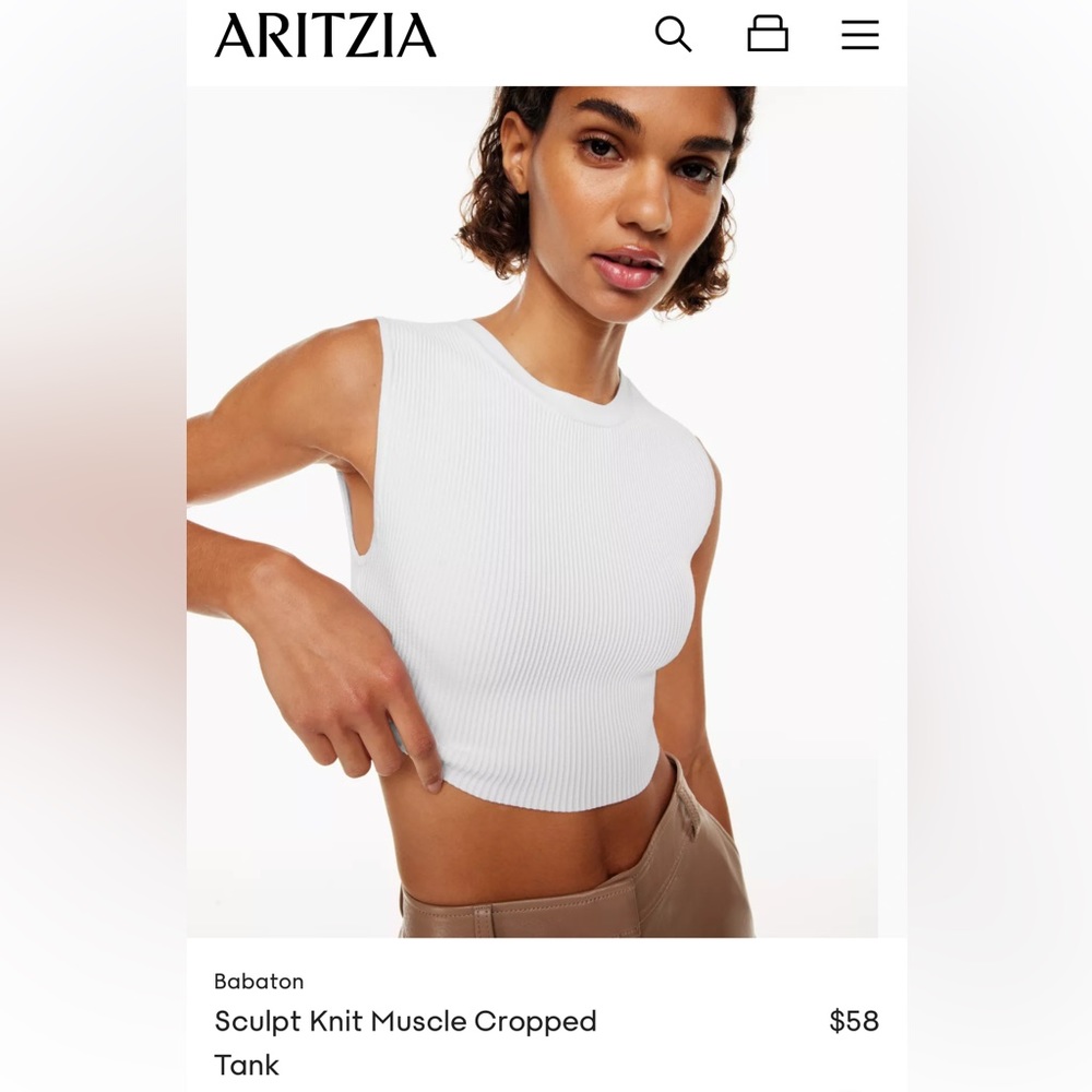 Aritzia Babaton Sculpt Knit Muscle Cropped Tank